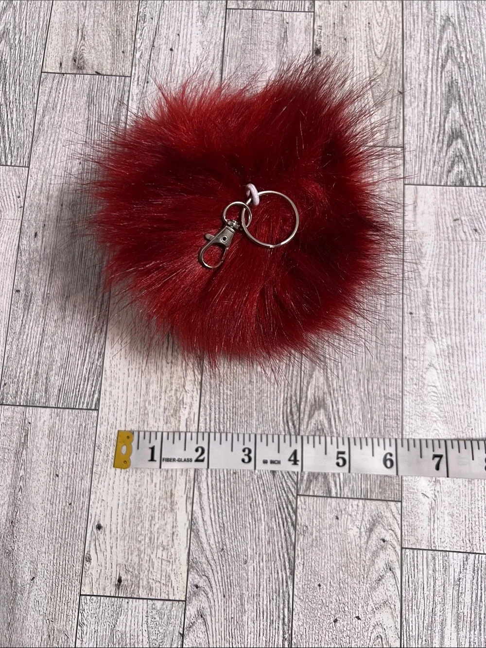 Large 5 inch Cherry Faux Fur Pom Keychain - Purse Charm Women Accessories